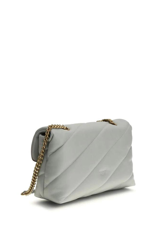 PINKO Graue Bos Taurus Kalbsleder Schultertasche by PINKO