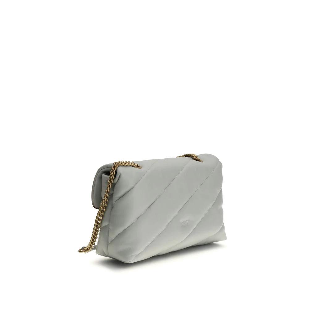PINKO Graue Bos Taurus Kalbsleder Schultertasche by PINKO