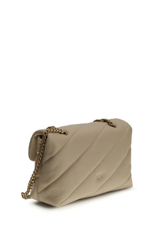 PINKO Schultertasche aus beigem Kalbsleder Bos Taurus by PINKO
