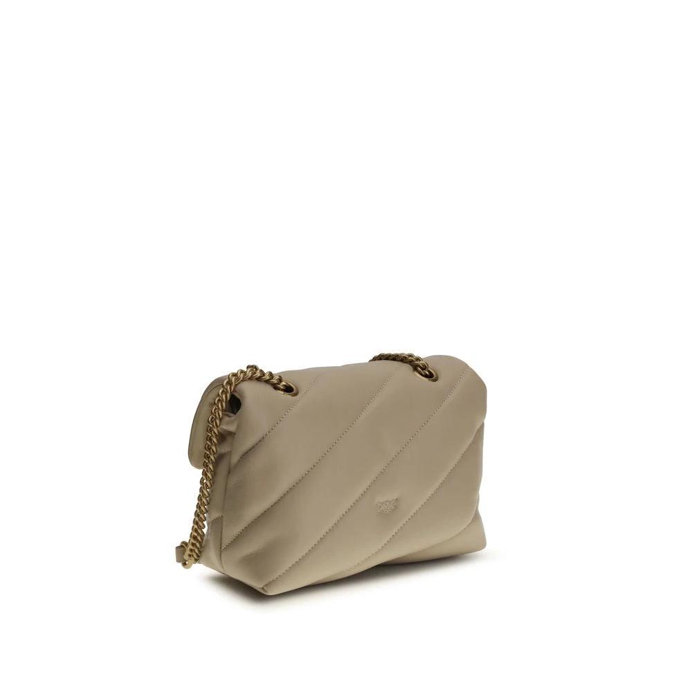 PINKO Beige Calf Leather Bos Taurus Schultertasche by PINKO