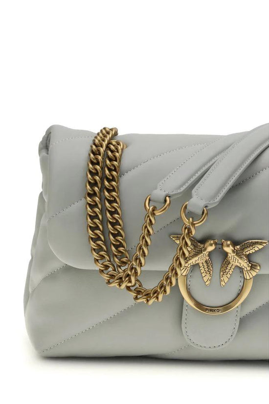 PINKO Graue Bos Taurus Kalbsleder Schultertasche by PINKO