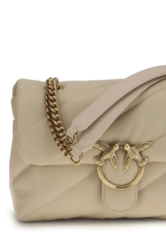 PINKO Schultertasche aus beigem Kalbsleder Bos Taurus by PINKO