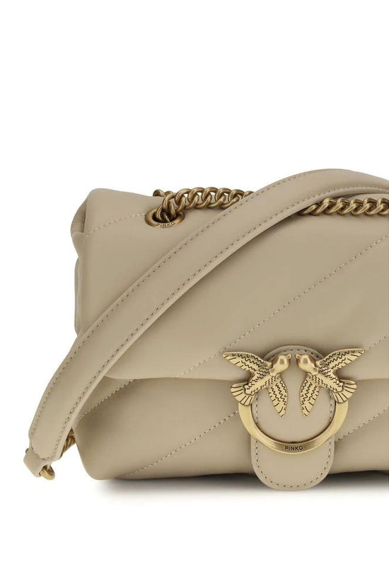 PINKO Beige Calf Leather Bos Taurus Schultertasche by PINKO