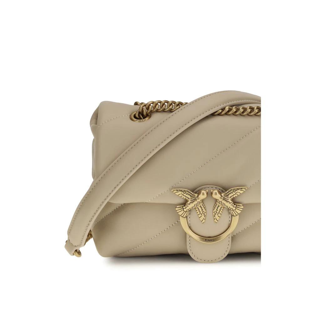 PINKO Beige Calf Leather Bos Taurus Schultertasche by PINKO