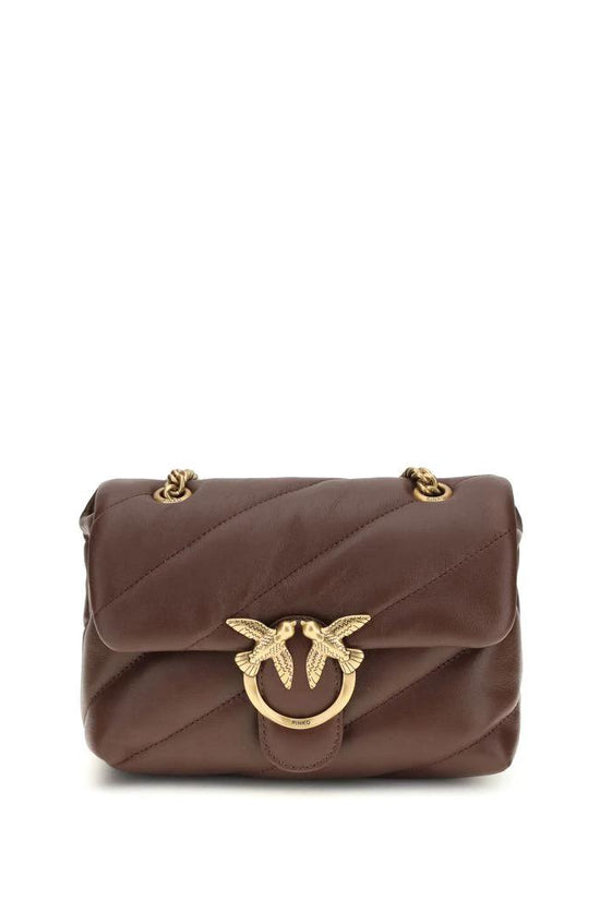 PINKO Schultertasche aus braunem Kalbsleder Bos Taurus by PINKO