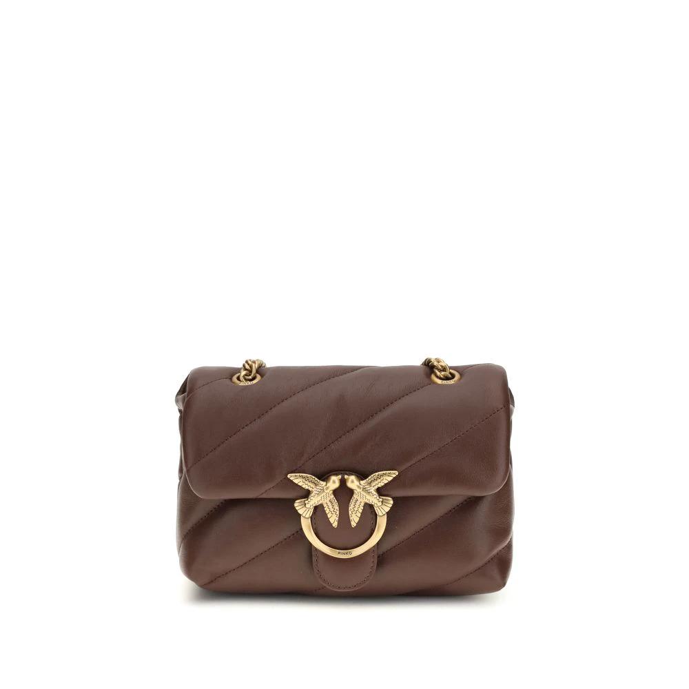 PINKO Schultertasche aus braunem Kalbsleder Bos Taurus by PINKO