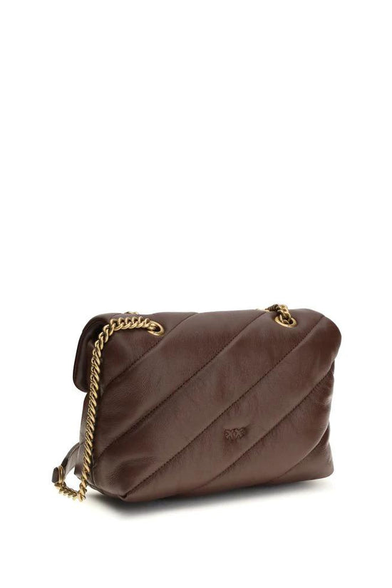 PINKO Schultertasche aus braunem Kalbsleder Bos Taurus by PINKO