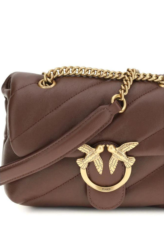 PINKO Schultertasche aus braunem Kalbsleder Bos Taurus by PINKO