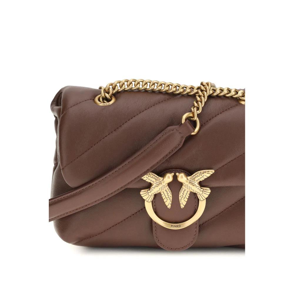 PINKO Schultertasche aus braunem Kalbsleder Bos Taurus by PINKO