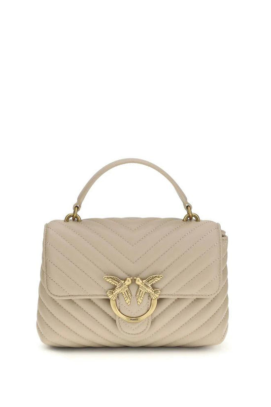 PINKO Beige Calf Leather Bos Taurus Handbag by PINKO