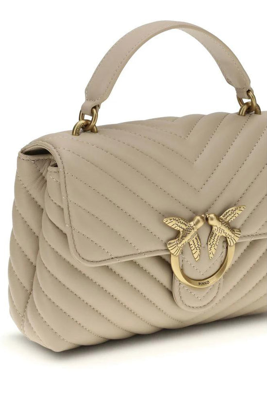 PINKO Beige Calf Leather Bos Taurus Handbag by PINKO