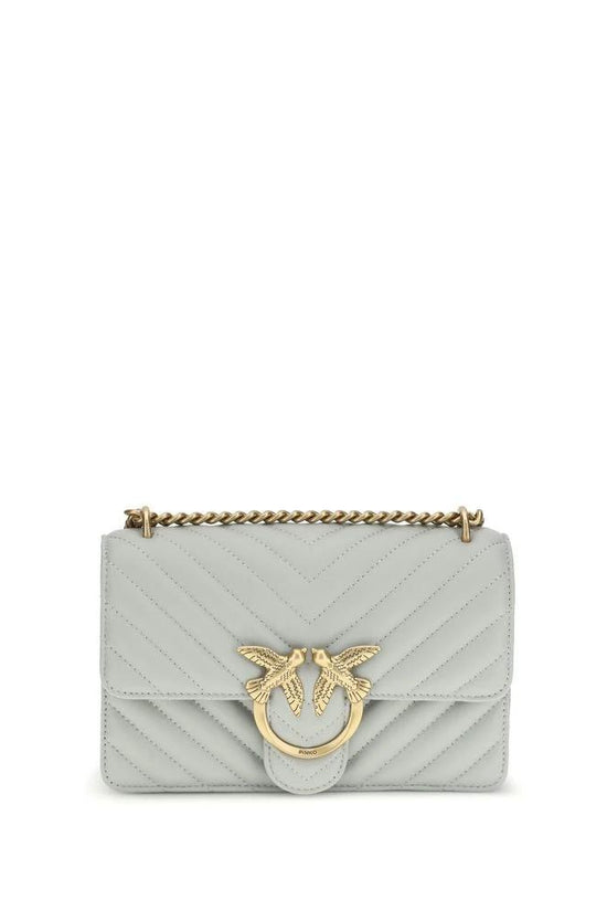 PINKO Graue Bos Taurus Kalbsleder Schultertasche by PINKO