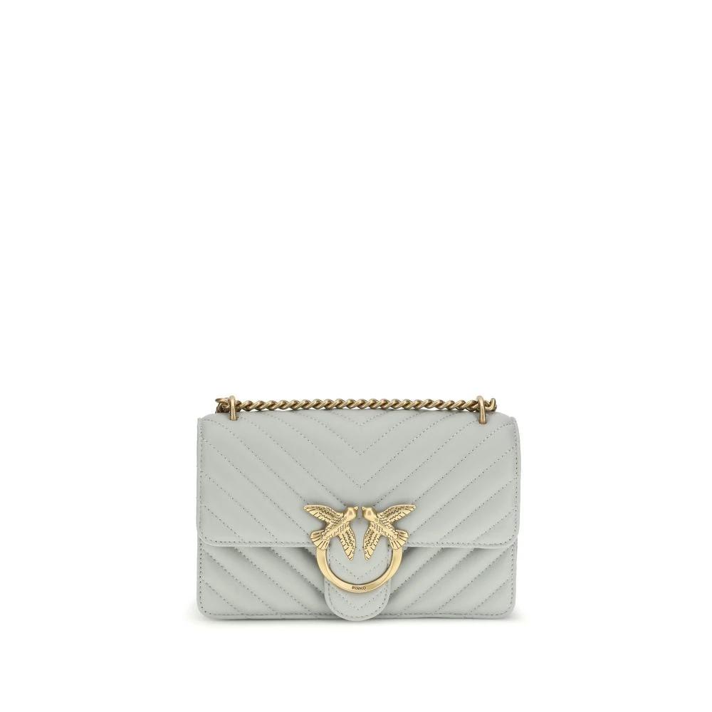 PINKO Graue Bos Taurus Kalbsleder Schultertasche by PINKO