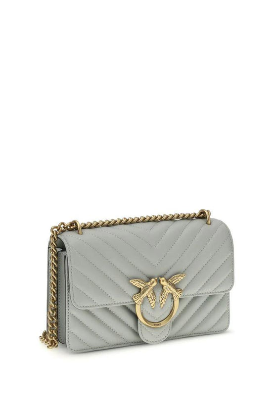 PINKO Graue Bos Taurus Kalbsleder Schultertasche by PINKO