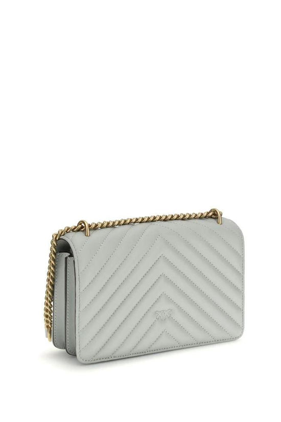 PINKO Graue Bos Taurus Kalbsleder Schultertasche by PINKO