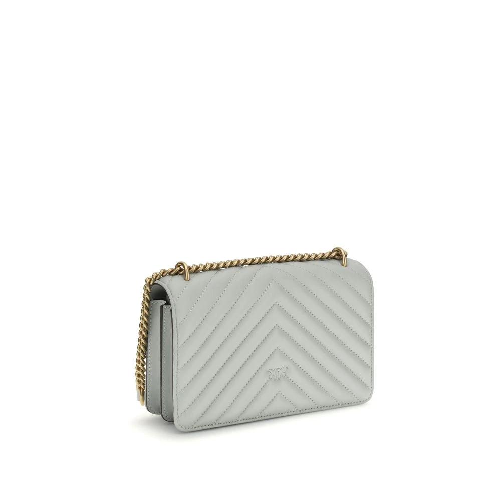 PINKO Graue Bos Taurus Kalbsleder Schultertasche by PINKO
