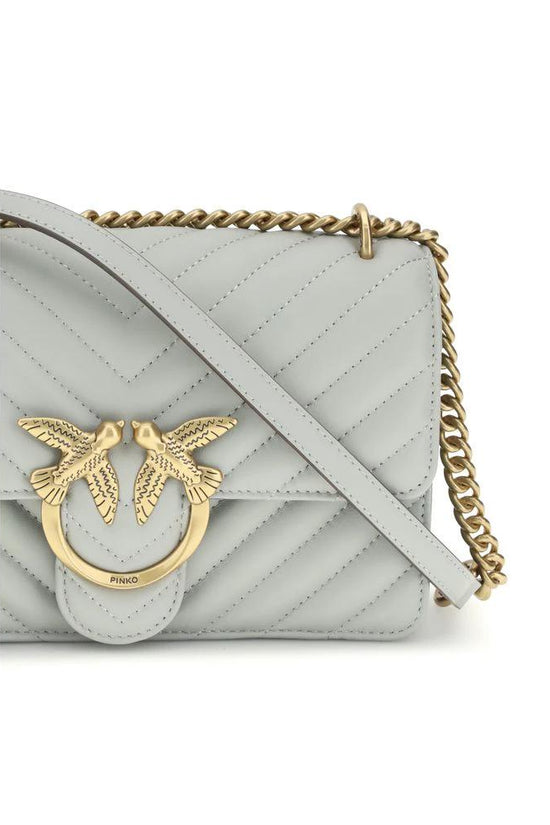 PINKO Graue Bos Taurus Kalbsleder Schultertasche by PINKO