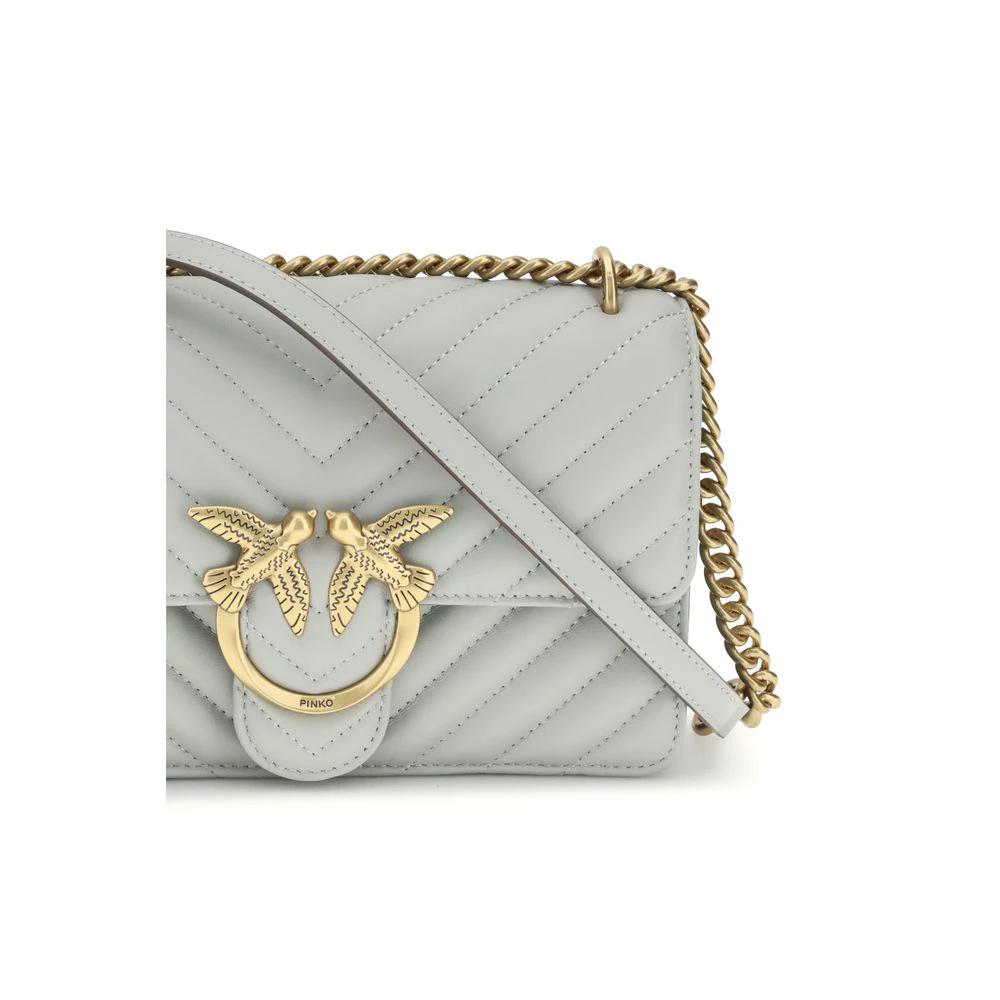 PINKO Graue Bos Taurus Kalbsleder Schultertasche by PINKO
