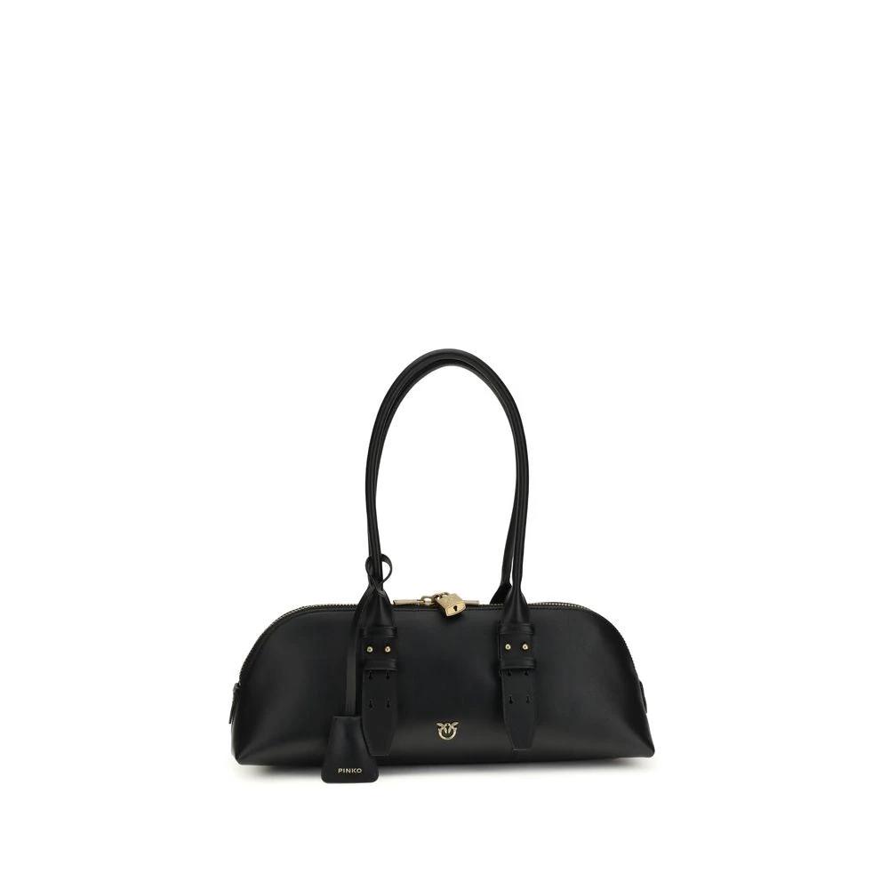 PINKO Schwarze Bos Taurus Kalbsleder Schultertasche by PINKO