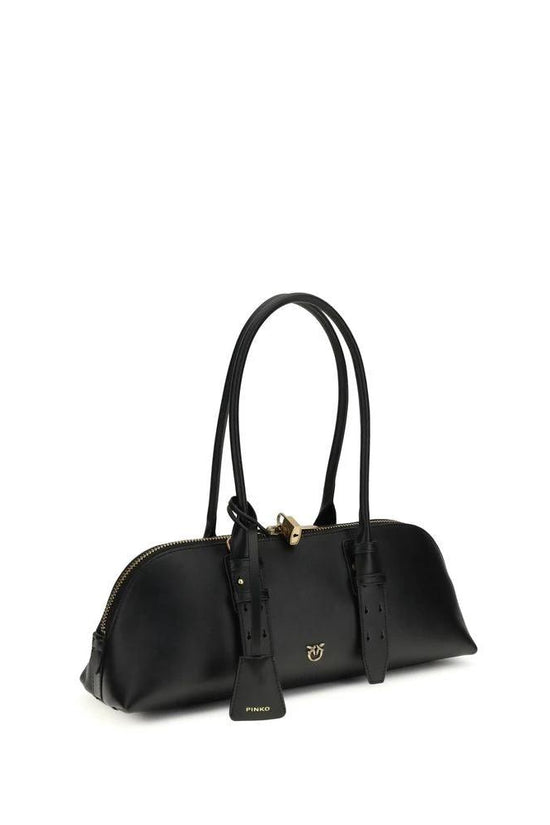 PINKO Schwarze Bos Taurus Kalbsleder Schultertasche by PINKO
