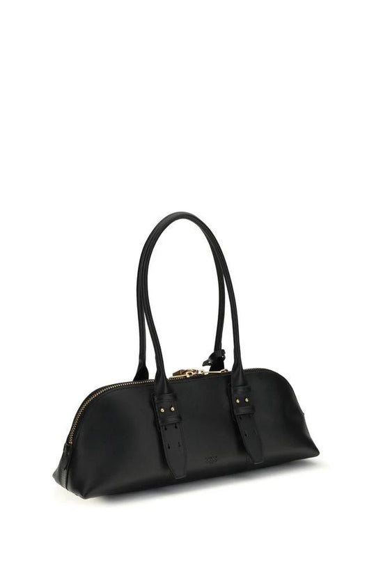 PINKO Schwarze Bos Taurus Kalbsleder Schultertasche by PINKO