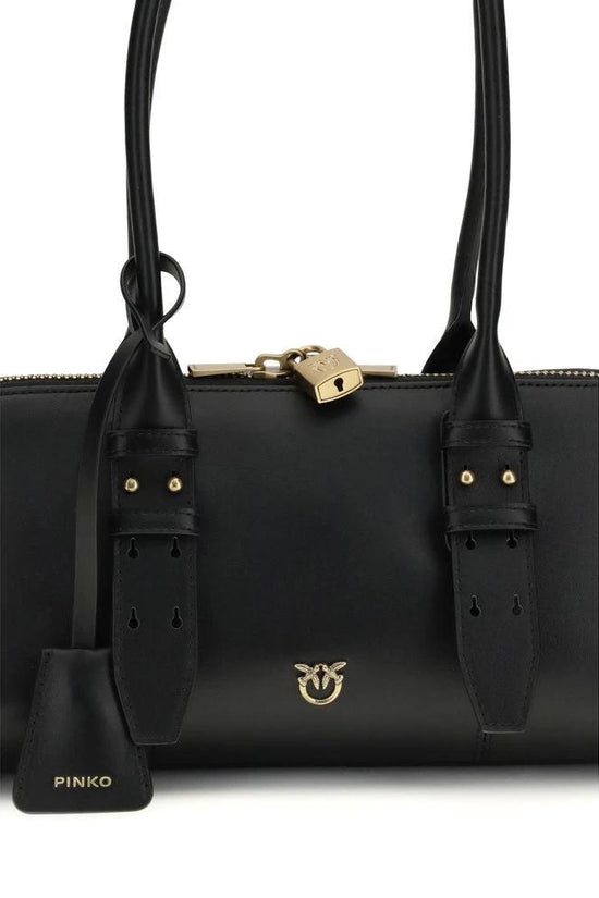 PINKO Schwarze Bos Taurus Kalbsleder Schultertasche by PINKO
