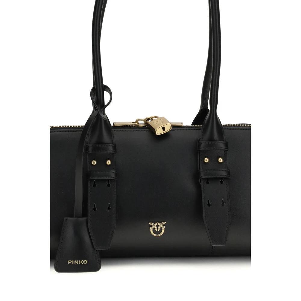 PINKO Schwarze Bos Taurus Kalbsleder Schultertasche by PINKO