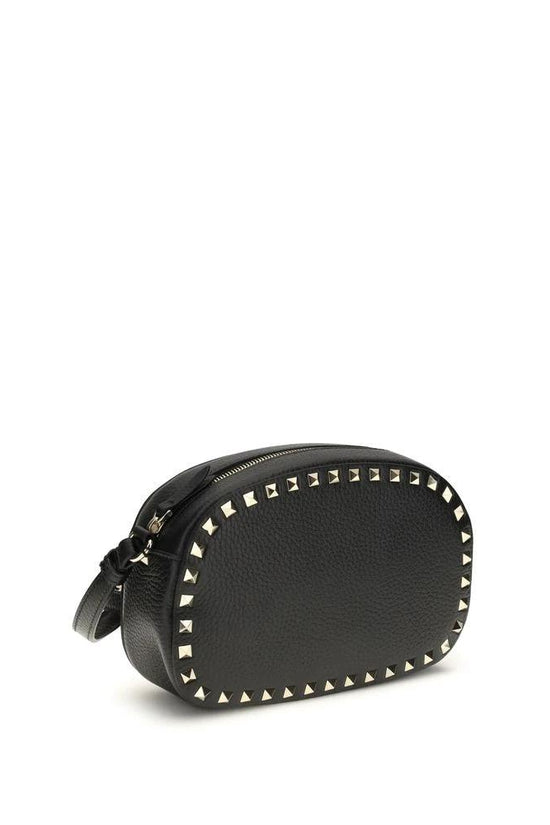 Valentino Garavani Schwarze Bos Taurus Kalbsleder Schultertasche by Valentino Garavani