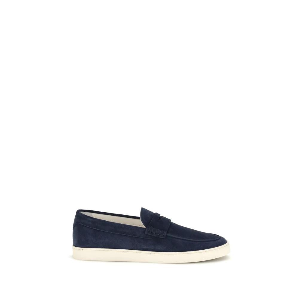 Brunello Cucinelli Blaue Kalbsleder Bos Taurus Slipper-Loafer by Brunello Cucinelli