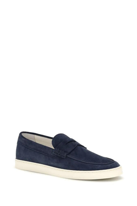 Brunello Cucinelli Blaue Kalbsleder Bos Taurus Slipper-Loafer by Brunello Cucinelli