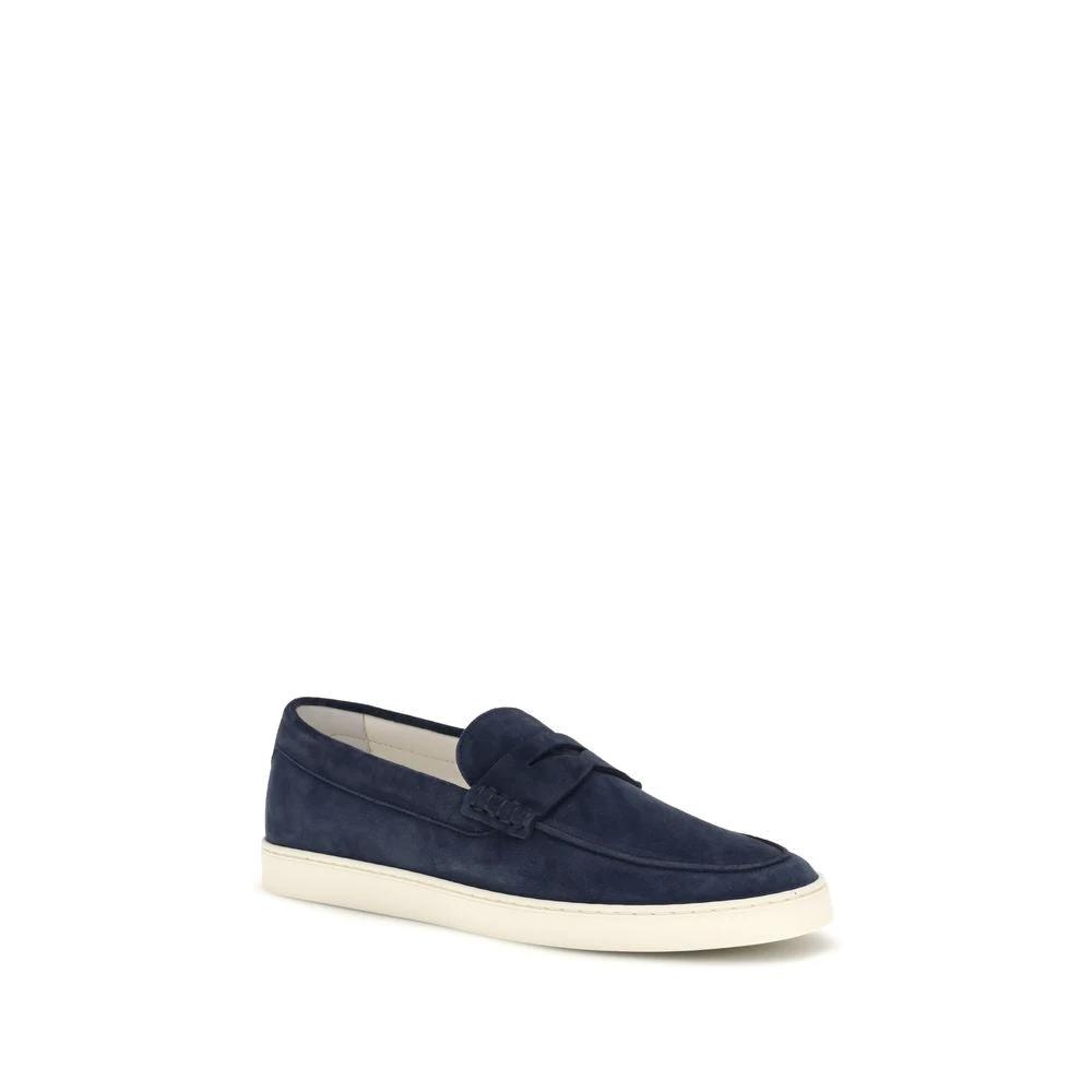 Brunello Cucinelli Blaue Kalbsleder Bos Taurus Slipper-Loafer by Brunello Cucinelli