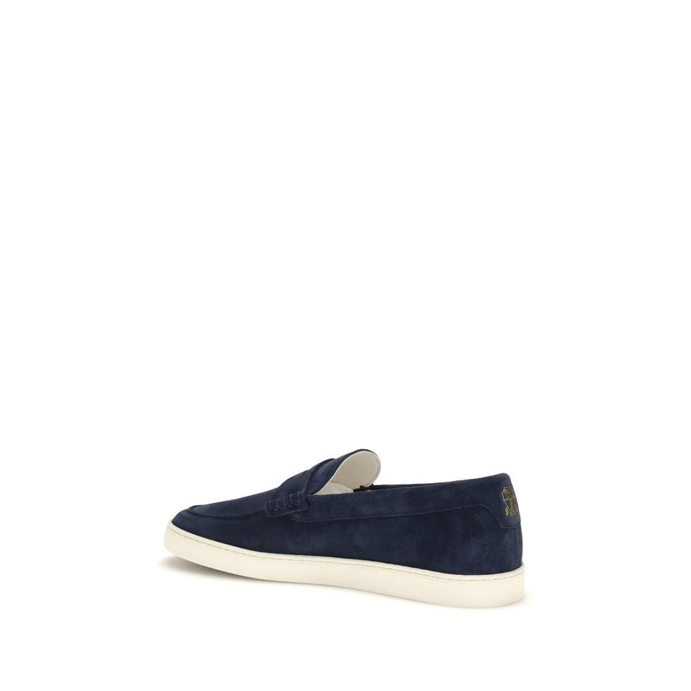 Brunello Cucinelli Blaue Kalbsleder Bos Taurus Slipper-Loafer by Brunello Cucinelli
