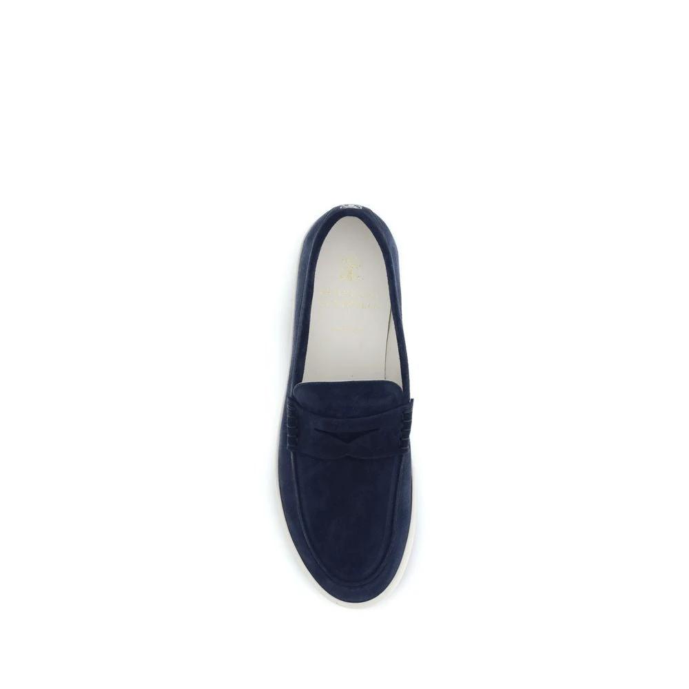 Brunello Cucinelli Blaue Kalbsleder Bos Taurus Slipper-Loafer by Brunello Cucinelli