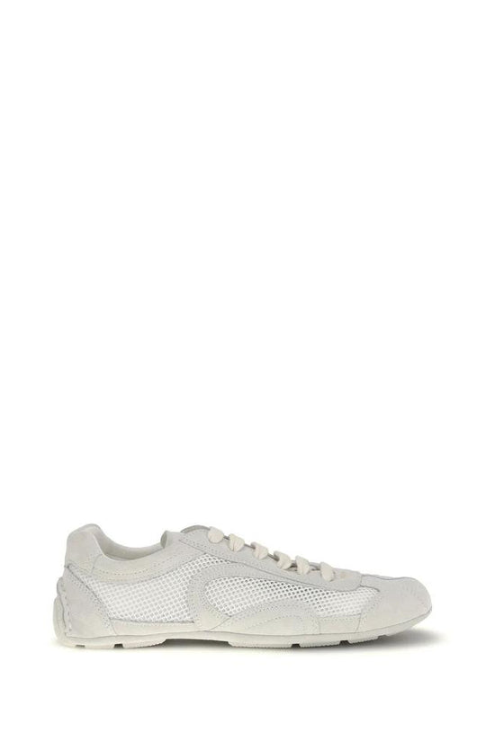 Prada Weiße Stoff-Sneaker mit niedrigem Schaft by Prada