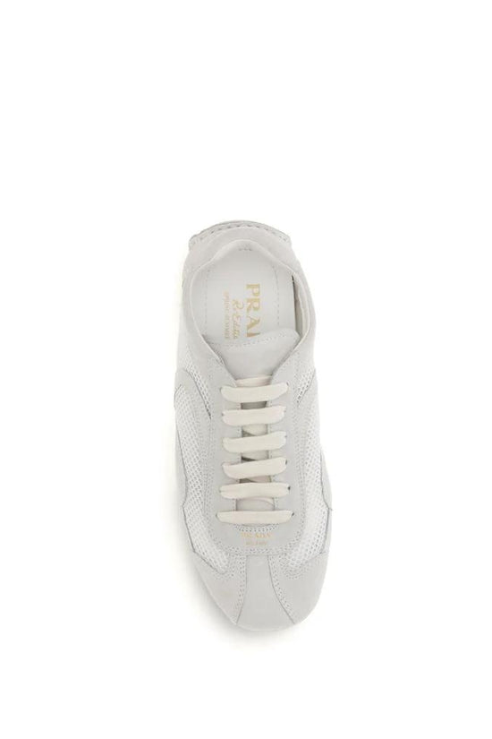 Prada Weiße Stoff-Sneaker mit niedrigem Schaft by Prada