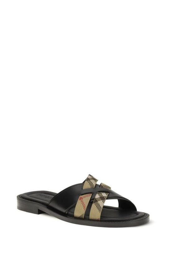 Burberry Schwarze Bos Taurus Kalbsleder-Sandalen by Burberry