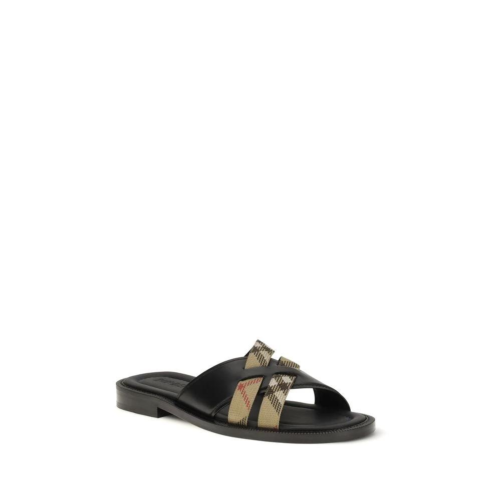 Burberry Schwarze Bos Taurus Kalbsleder-Sandalen by Burberry