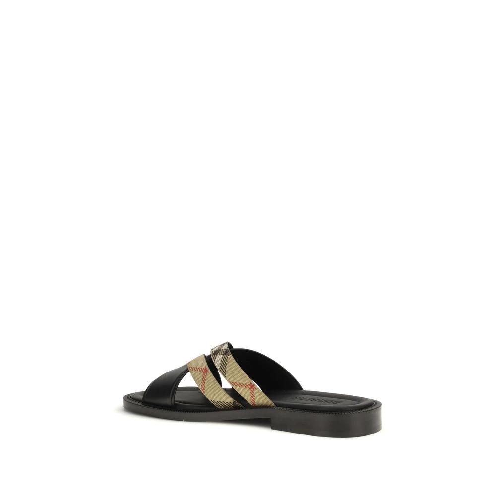 Burberry Schwarze Bos Taurus Kalbsleder-Sandalen by Burberry