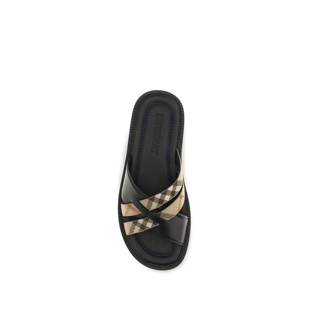 Burberry Schwarze Bos Taurus Kalbsleder-Sandalen by Burberry