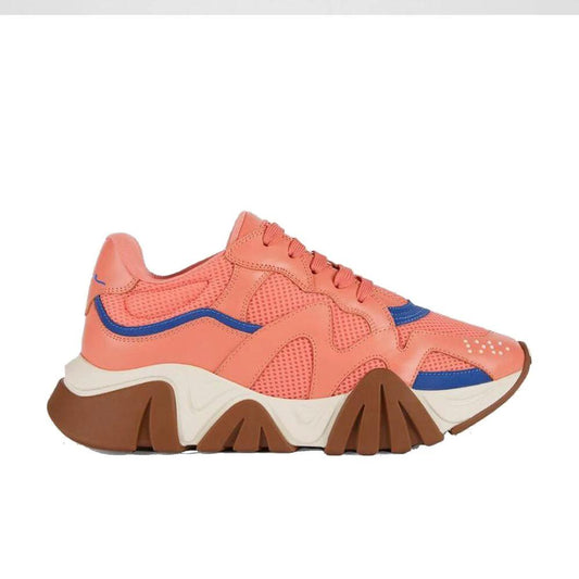 Versace Orangefarbene Leder-Sneaker mit klobiger Sohle by Versace