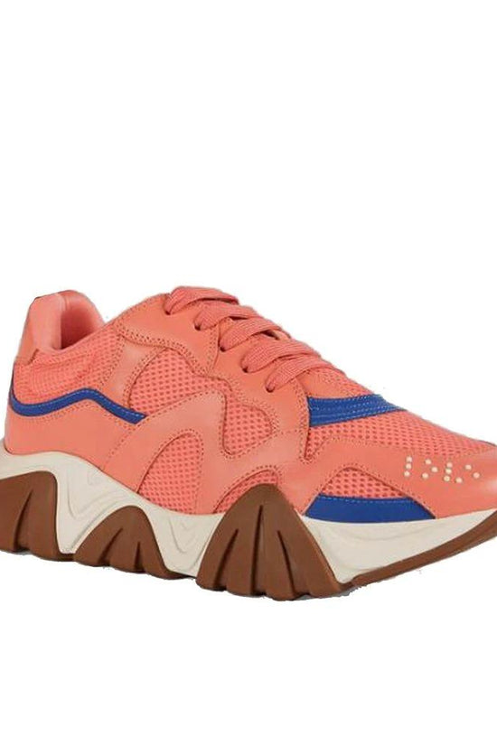 Versace Orangefarbene Leder-Sneaker mit klobiger Sohle by Versace