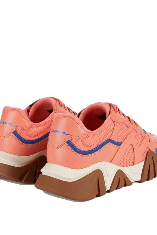 Versace Orangefarbene Leder-Sneaker mit klobiger Sohle by Versace