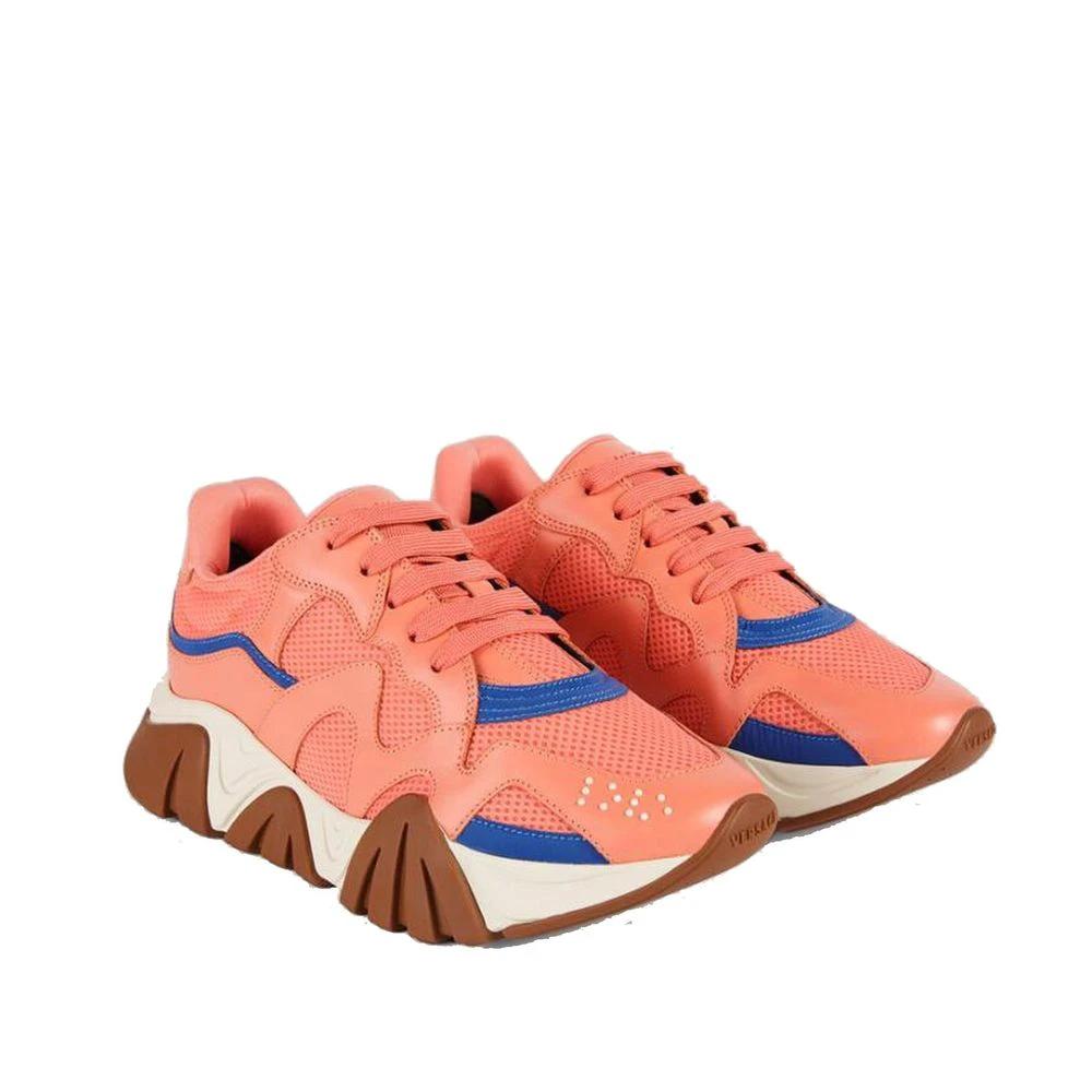 Versace Orangefarbene Leder-Sneaker mit klobiger Sohle by Versace