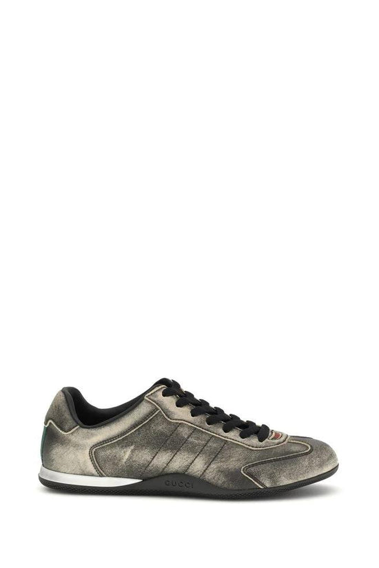 Gucci Schwarze Bos Taurus Kalbsleder Low-Top-Sneaker by Gucci