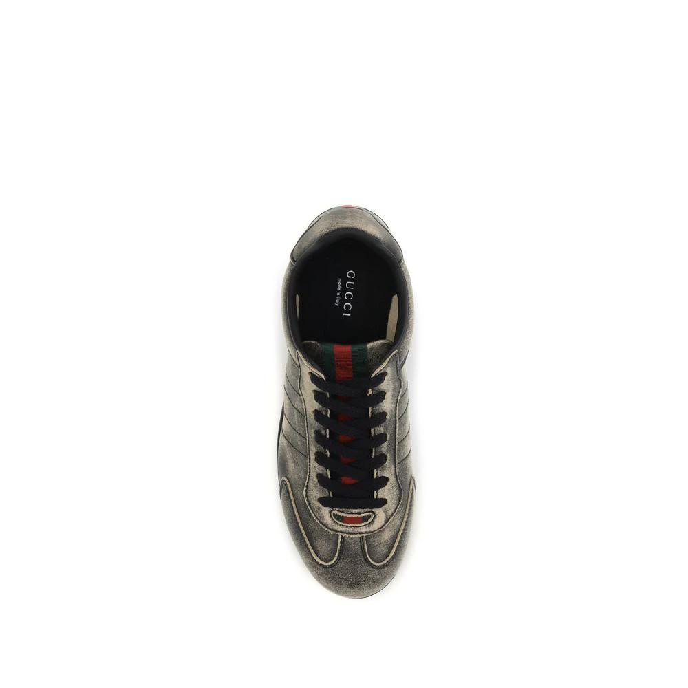 Gucci Schwarze Bos Taurus Kalbsleder Low-Top-Sneaker by Gucci