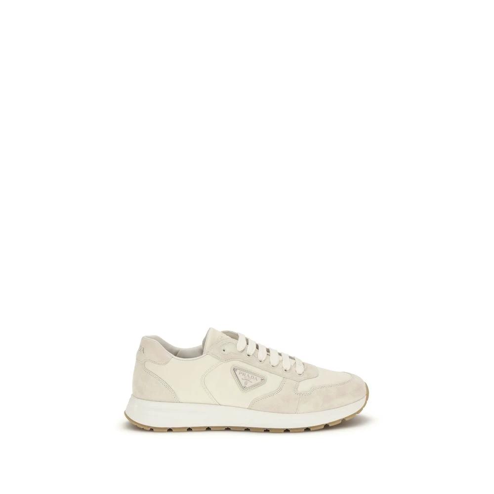 Prada Beige Nylon Low Top Sneakers by Prada