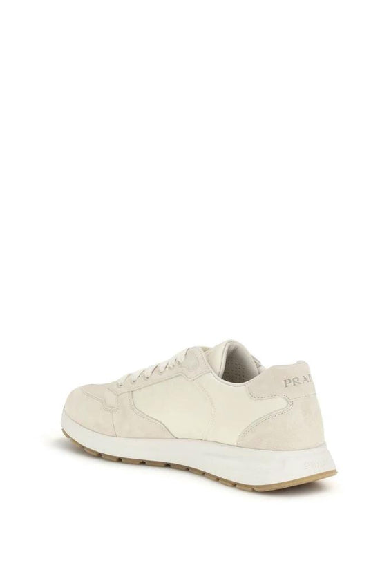 Prada Beige Nylon Low Top Sneakers by Prada