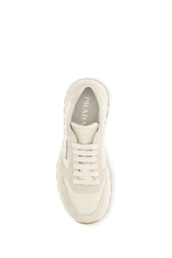 Prada Beige Nylon Low Top Sneakers by Prada