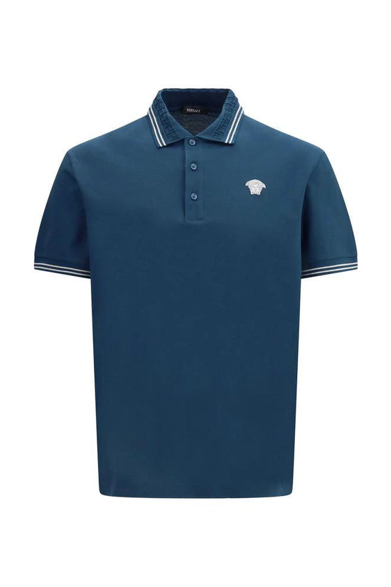 Versace Blaues Baumwoll-Poloshirt by Versace