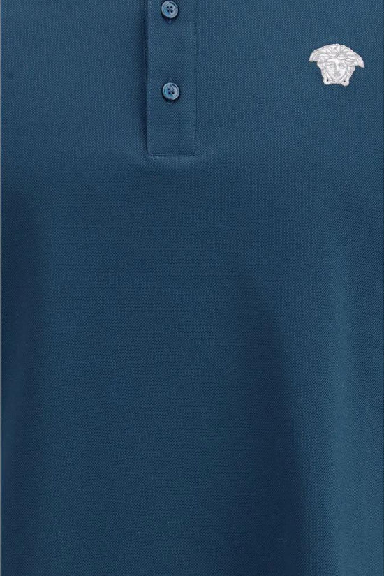 Versace Blaues Baumwoll-Poloshirt by Versace